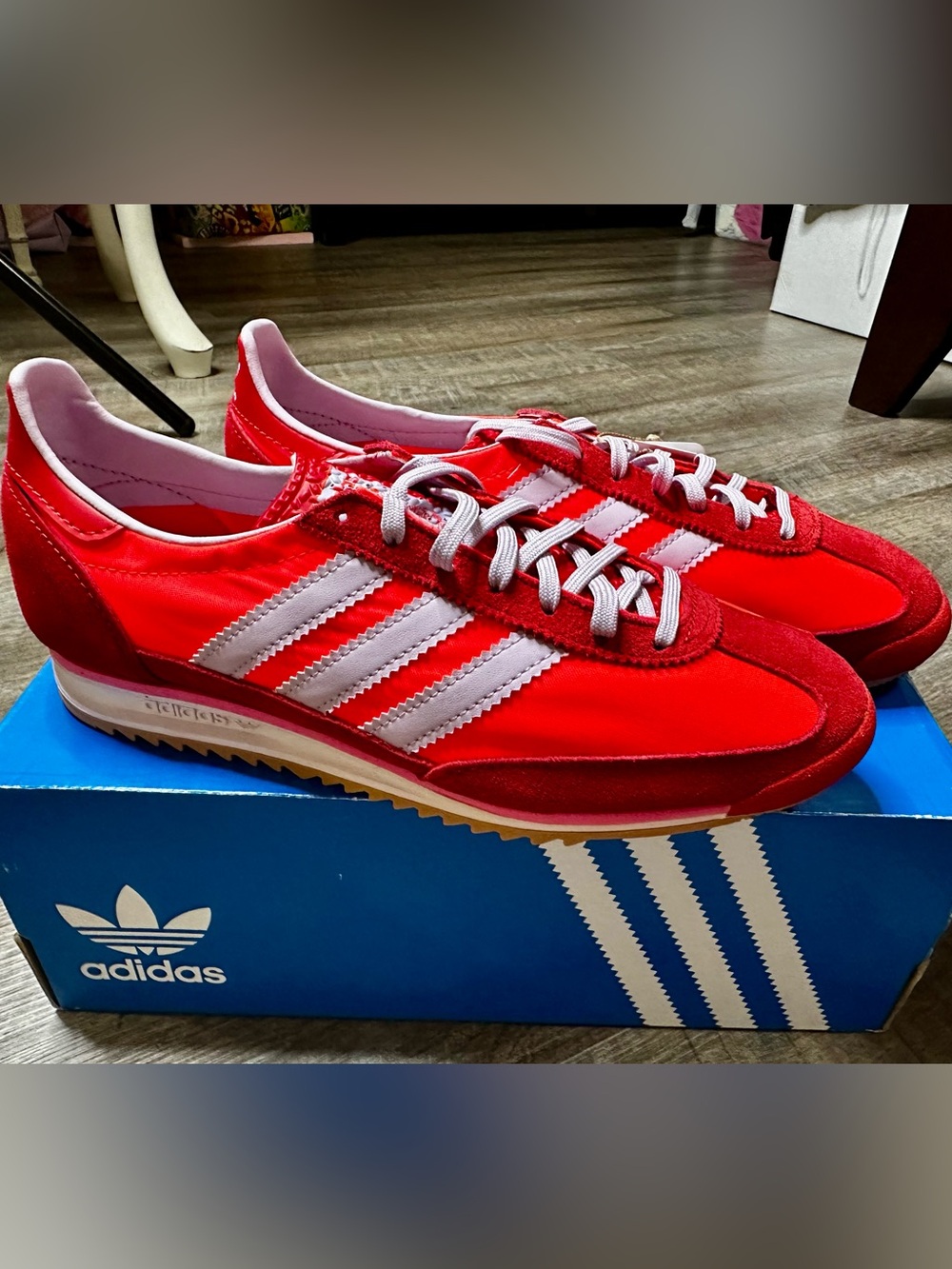 adidas SL 72 OG Red Sneakers with Lilac Stripes